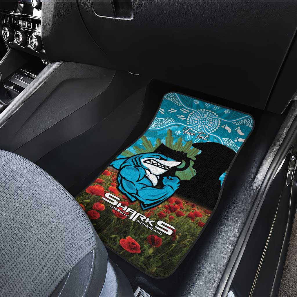 Personalised Sharks Rugby ANZAC Day Car Mats Last Post Poppy We Will Remember Them