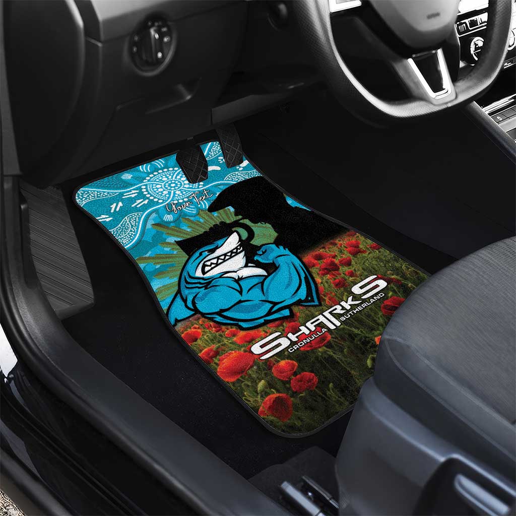 Personalised Sharks Rugby ANZAC Day Car Mats Last Post Poppy We Will Remember Them