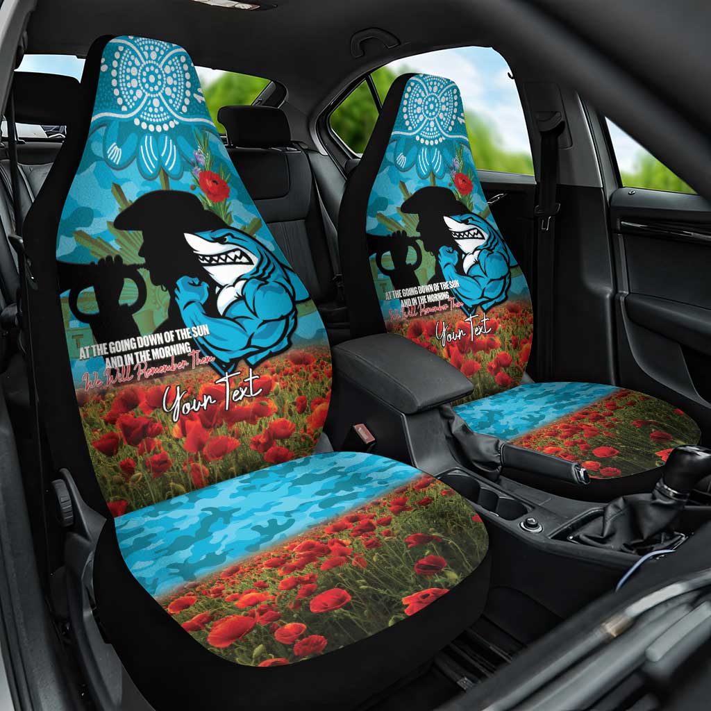 Personalised Sharks Rugby ANZAC Day Car Seat Cover Last Post Poppy We Will Remember Them
