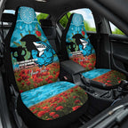 Personalised Sharks Rugby ANZAC Day Car Seat Cover Last Post Poppy We Will Remember Them
