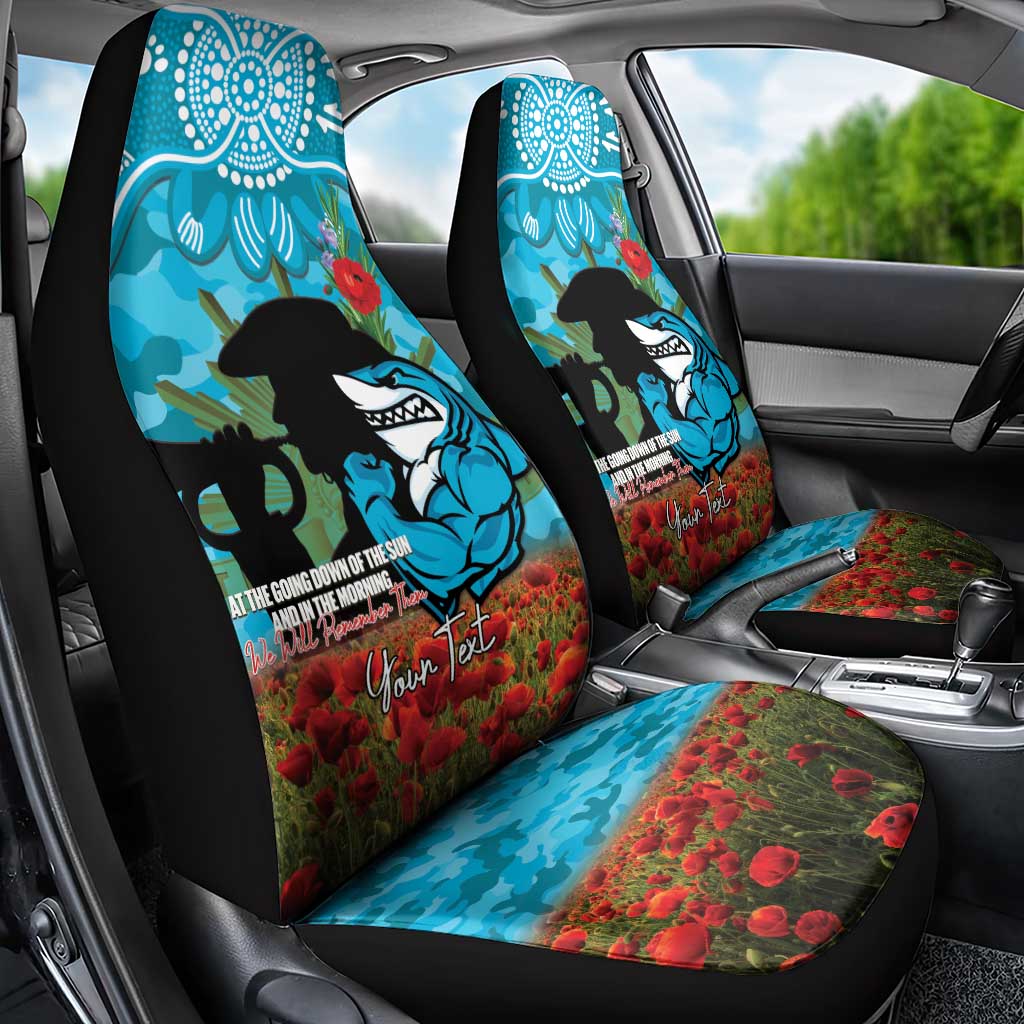 Personalised Sharks Rugby ANZAC Day Car Seat Cover Last Post Poppy We Will Remember Them