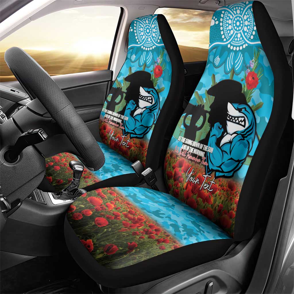 Personalised Sharks Rugby ANZAC Day Car Seat Cover Last Post Poppy We Will Remember Them