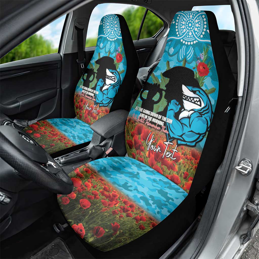 Personalised Sharks Rugby ANZAC Day Car Seat Cover Last Post Poppy We Will Remember Them