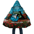 Personalised Sharks Rugby ANZAC Day Cloak Last Post Poppy We Will Remember Them