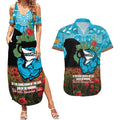 Personalised Sharks Rugby ANZAC Day Couples Matching Summer Maxi Dress and Hawaiian Shirt Last Post Poppy We Will Remember Them