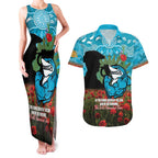 Personalised Sharks Rugby ANZAC Day Couples Matching Tank Maxi Dress and Hawaiian Shirt Last Post Poppy We Will Remember Them