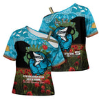Personalised Sharks Rugby ANZAC Day Cross Shoulder Shirt Last Post Poppy We Will Remember Them