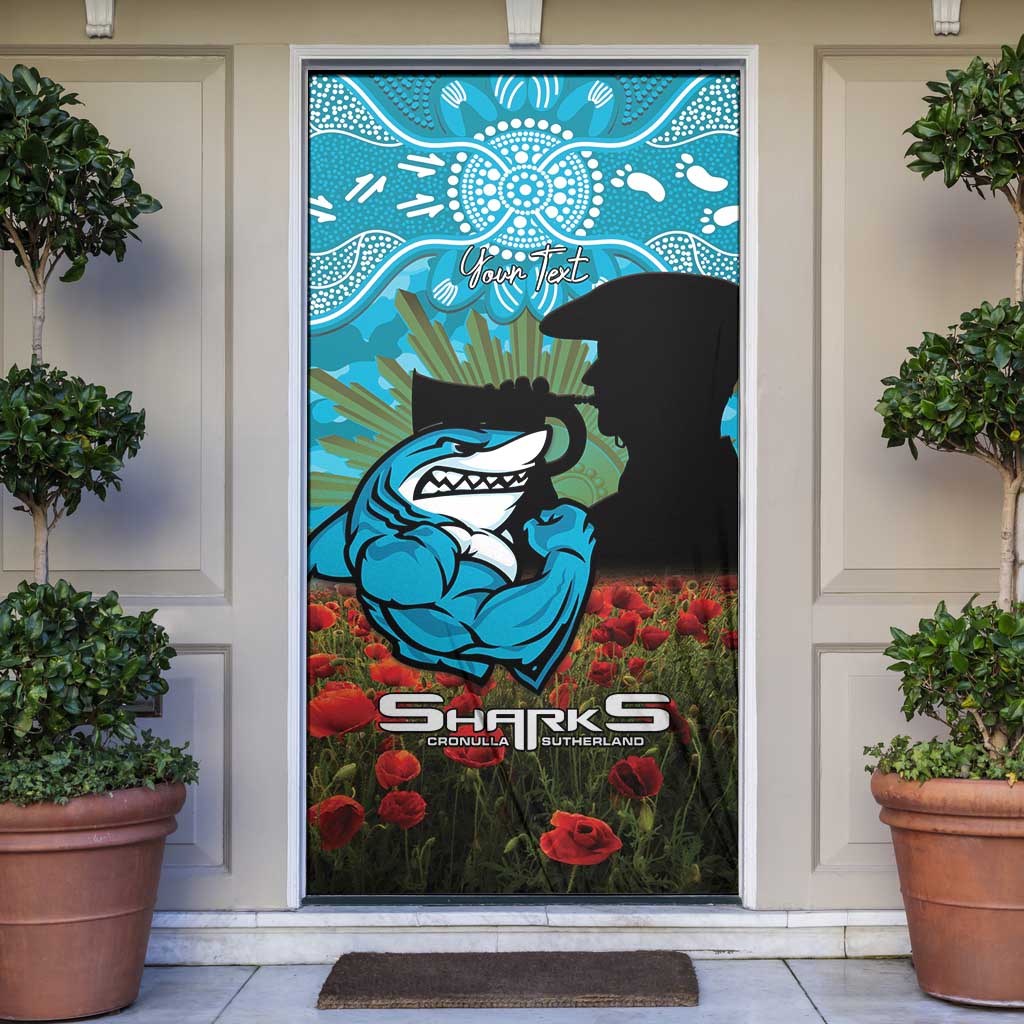 Personalised Sharks Rugby ANZAC Day Door Cover Last Post Poppy We Will Remember Them