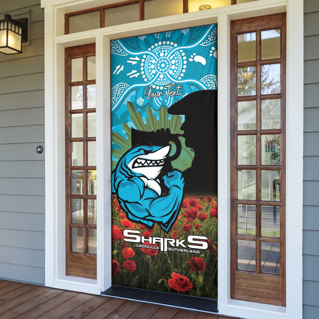 Personalised Sharks Rugby ANZAC Day Door Cover Last Post Poppy We Will Remember Them