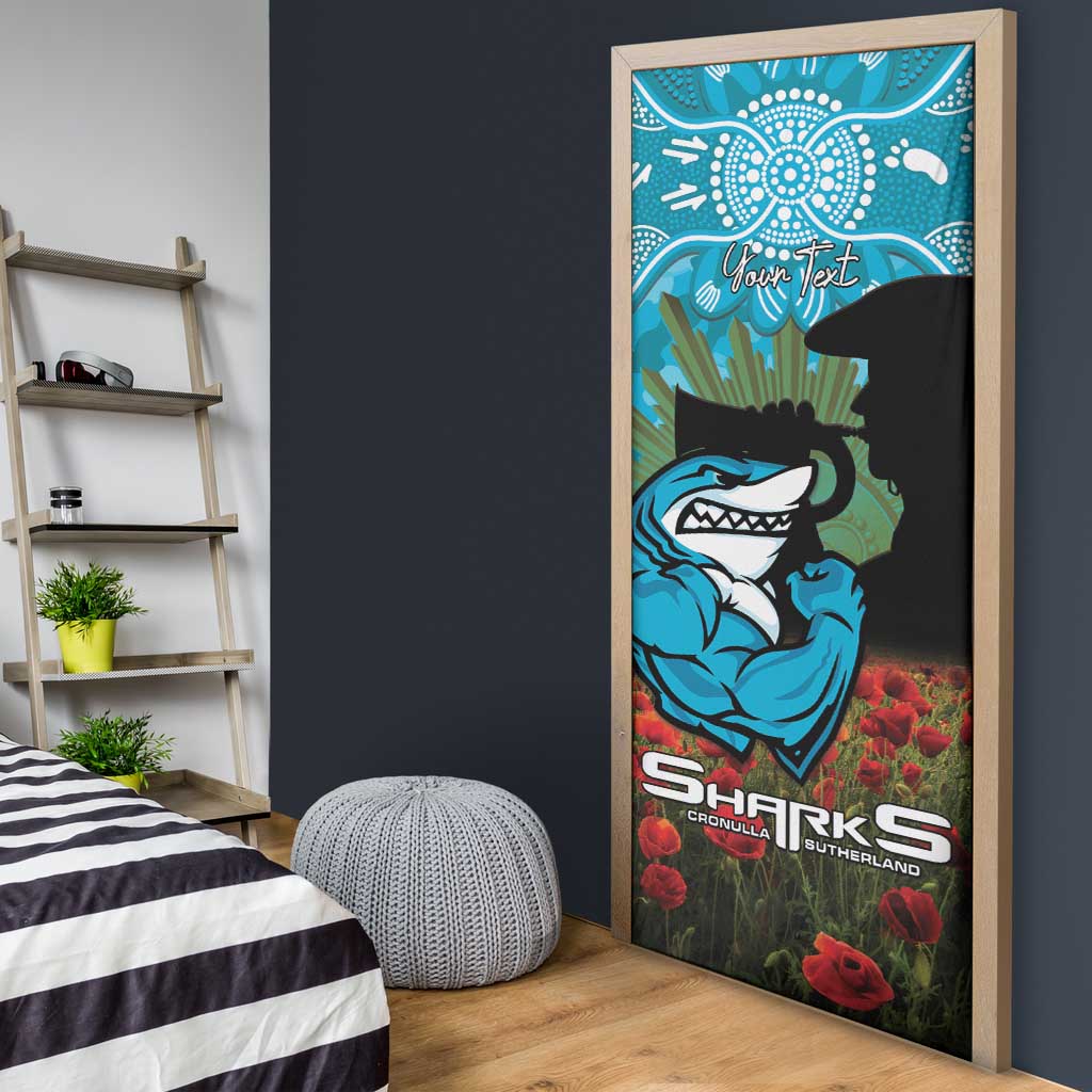 Personalised Sharks Rugby ANZAC Day Door Cover Last Post Poppy We Will Remember Them