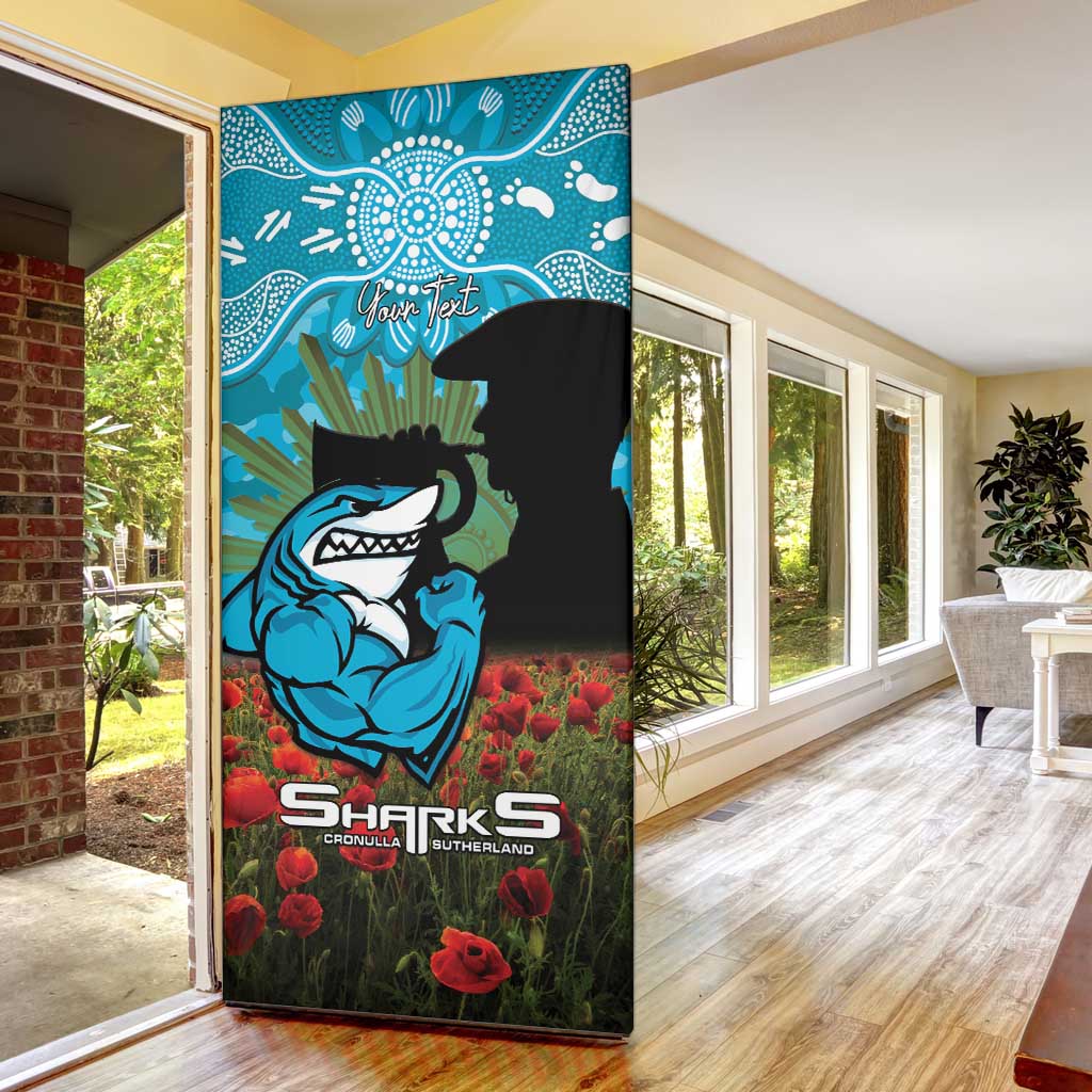 Personalised Sharks Rugby ANZAC Day Door Cover Last Post Poppy We Will Remember Them