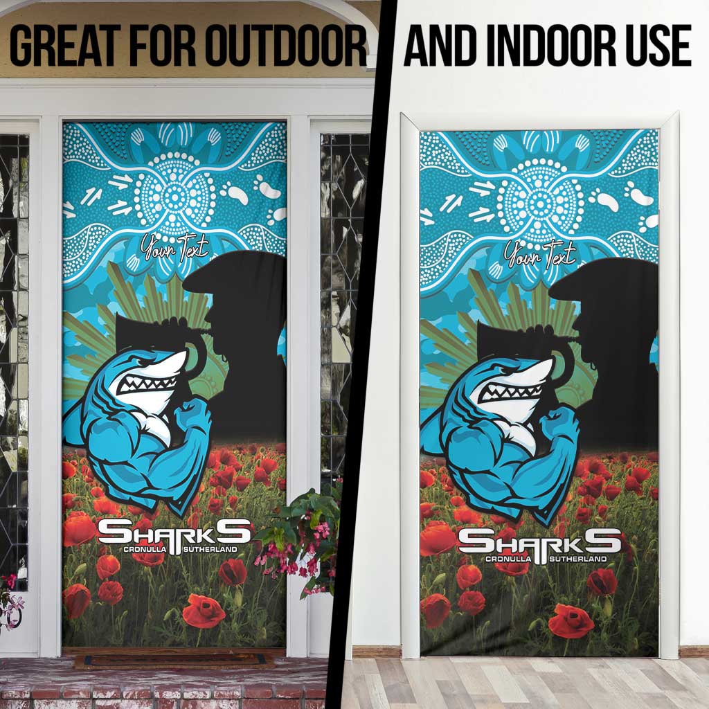 Personalised Sharks Rugby ANZAC Day Door Cover Last Post Poppy We Will Remember Them