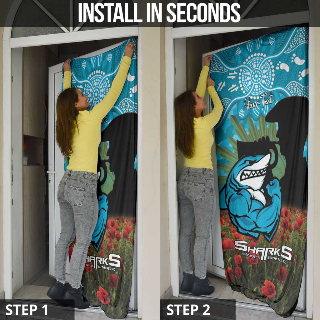 Personalised Sharks Rugby ANZAC Day Door Cover Last Post Poppy We Will Remember Them