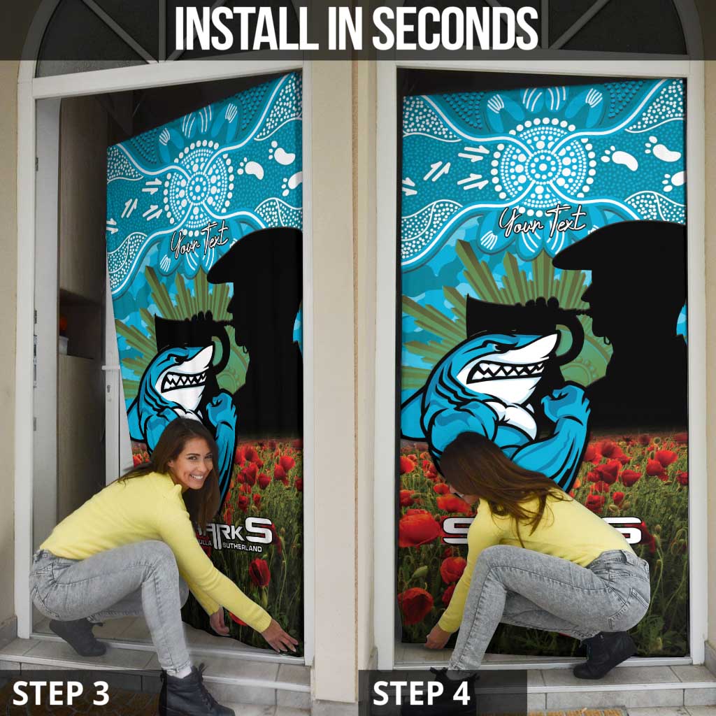 Personalised Sharks Rugby ANZAC Day Door Cover Last Post Poppy We Will Remember Them