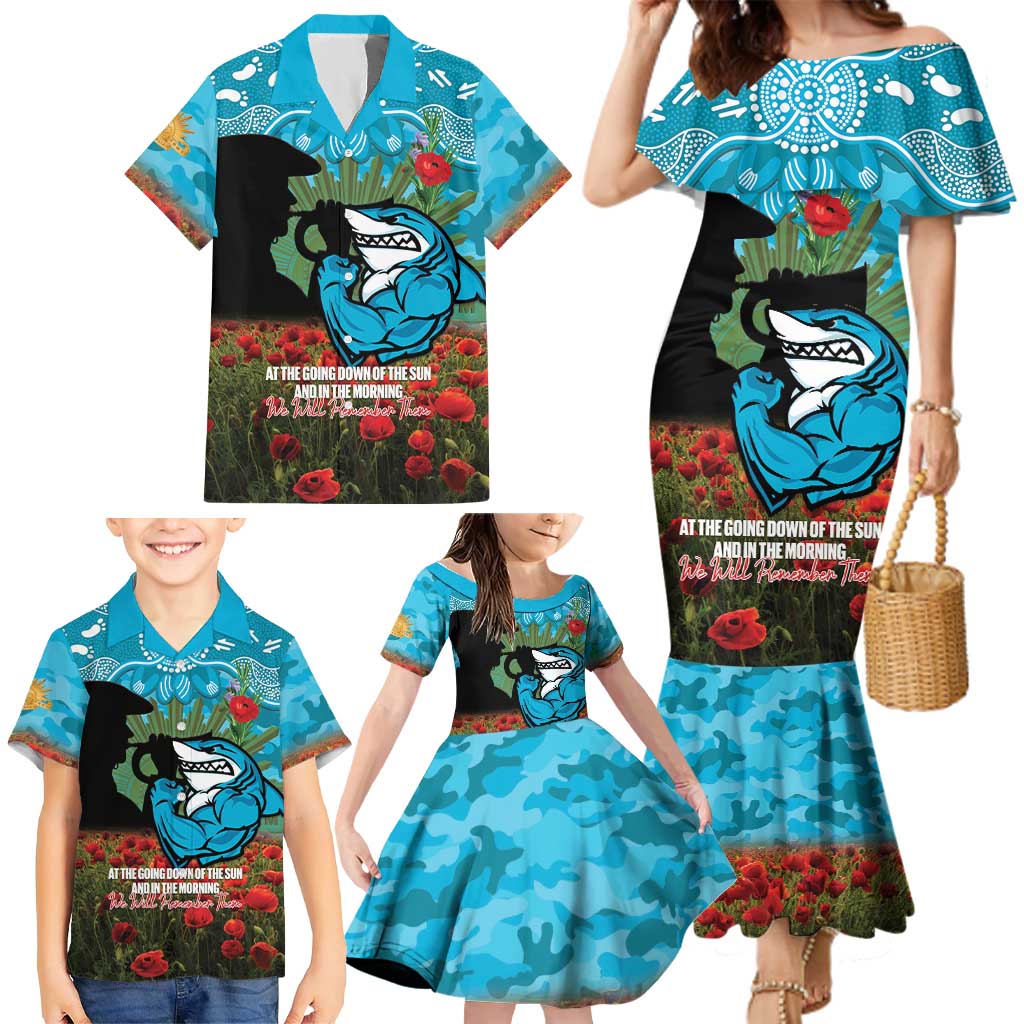 Personalised Sharks Rugby ANZAC Day Family Matching Mermaid Dress and Hawaiian Shirt Last Post Poppy We Will Remember Them