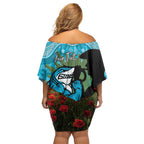 Personalised Sharks Rugby ANZAC Day Family Matching Off Shoulder Short Dress and Hawaiian Shirt Last Post Poppy We Will Remember Them