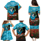 Personalised Sharks Rugby ANZAC Day Family Matching Puletasi and Hawaiian Shirt Last Post Poppy We Will Remember Them