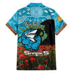 Personalised Sharks Rugby ANZAC Day Family Matching Puletasi and Hawaiian Shirt Last Post Poppy We Will Remember Them
