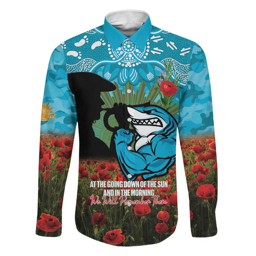 Personalised Sharks Rugby ANZAC Day Family Matching Summer Maxi Dress and Hawaiian Shirt Last Post Poppy We Will Remember Them