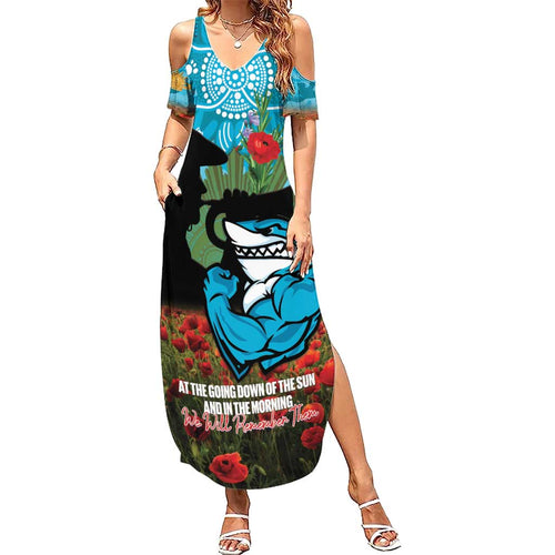 Personalised Sharks Rugby ANZAC Day Family Matching Summer Maxi Dress and Hawaiian Shirt Last Post Poppy We Will Remember Them
