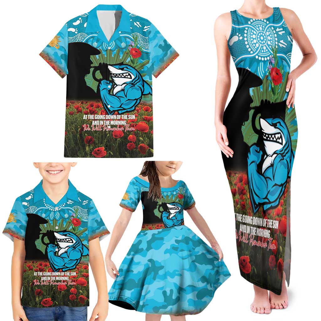 Personalised Sharks Rugby ANZAC Day Family Matching Tank Maxi Dress and Hawaiian Shirt Last Post Poppy We Will Remember Them