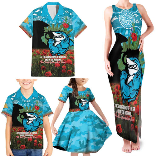 Personalised Sharks Rugby ANZAC Day Family Matching Tank Maxi Dress and Hawaiian Shirt Last Post Poppy We Will Remember Them