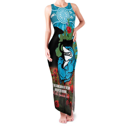Personalised Sharks Rugby ANZAC Day Family Matching Tank Maxi Dress and Hawaiian Shirt Last Post Poppy We Will Remember Them
