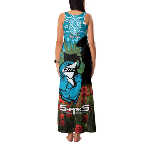 Personalised Sharks Rugby ANZAC Day Family Matching Tank Maxi Dress and Hawaiian Shirt Last Post Poppy We Will Remember Them