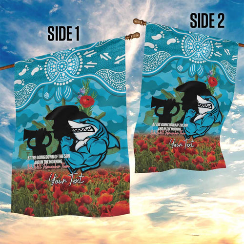 Personalised Sharks Rugby ANZAC Day Garden Flag Last Post Poppy We Will Remember Them