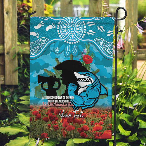 Personalised Sharks Rugby ANZAC Day Garden Flag Last Post Poppy We Will Remember Them