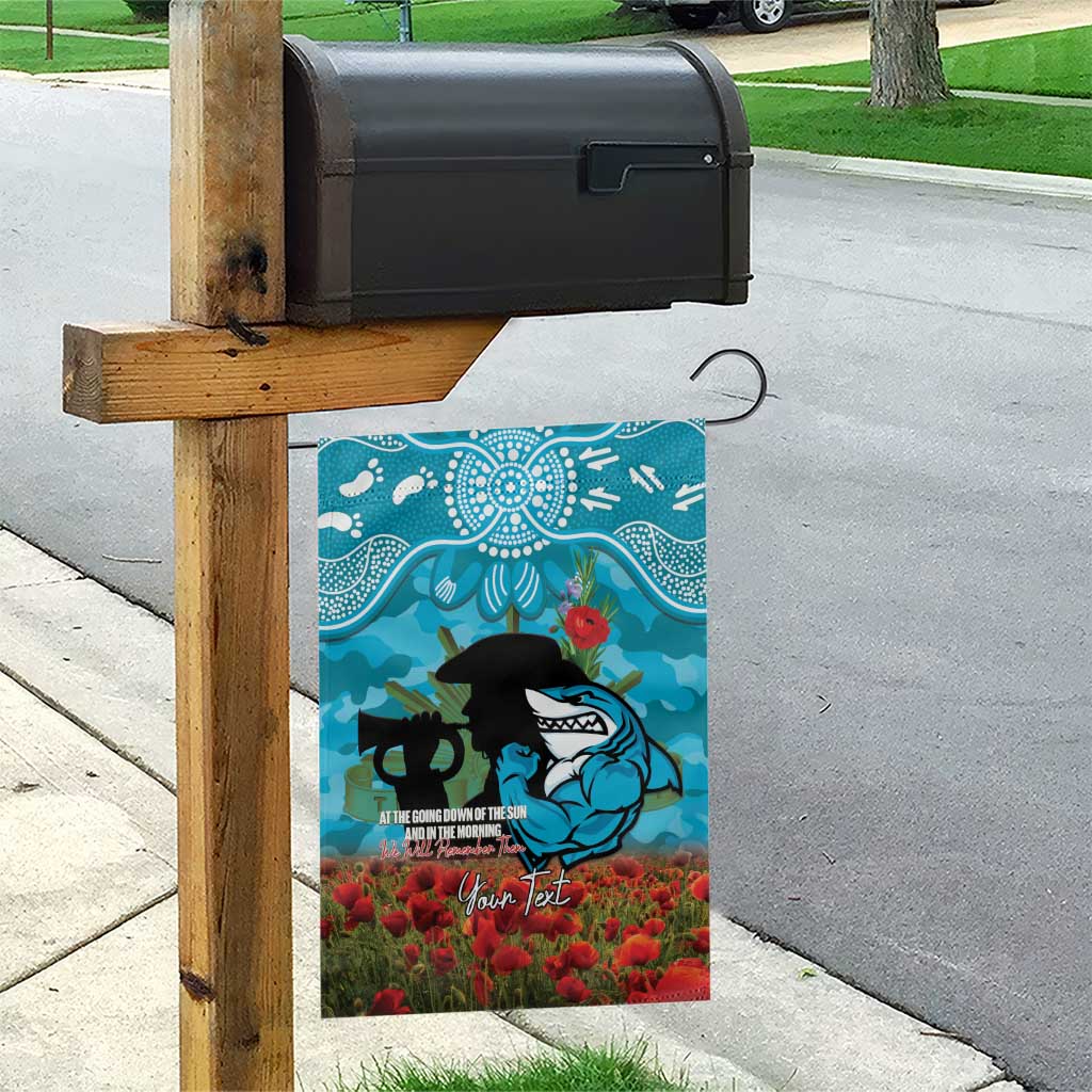 Personalised Sharks Rugby ANZAC Day Garden Flag Last Post Poppy We Will Remember Them