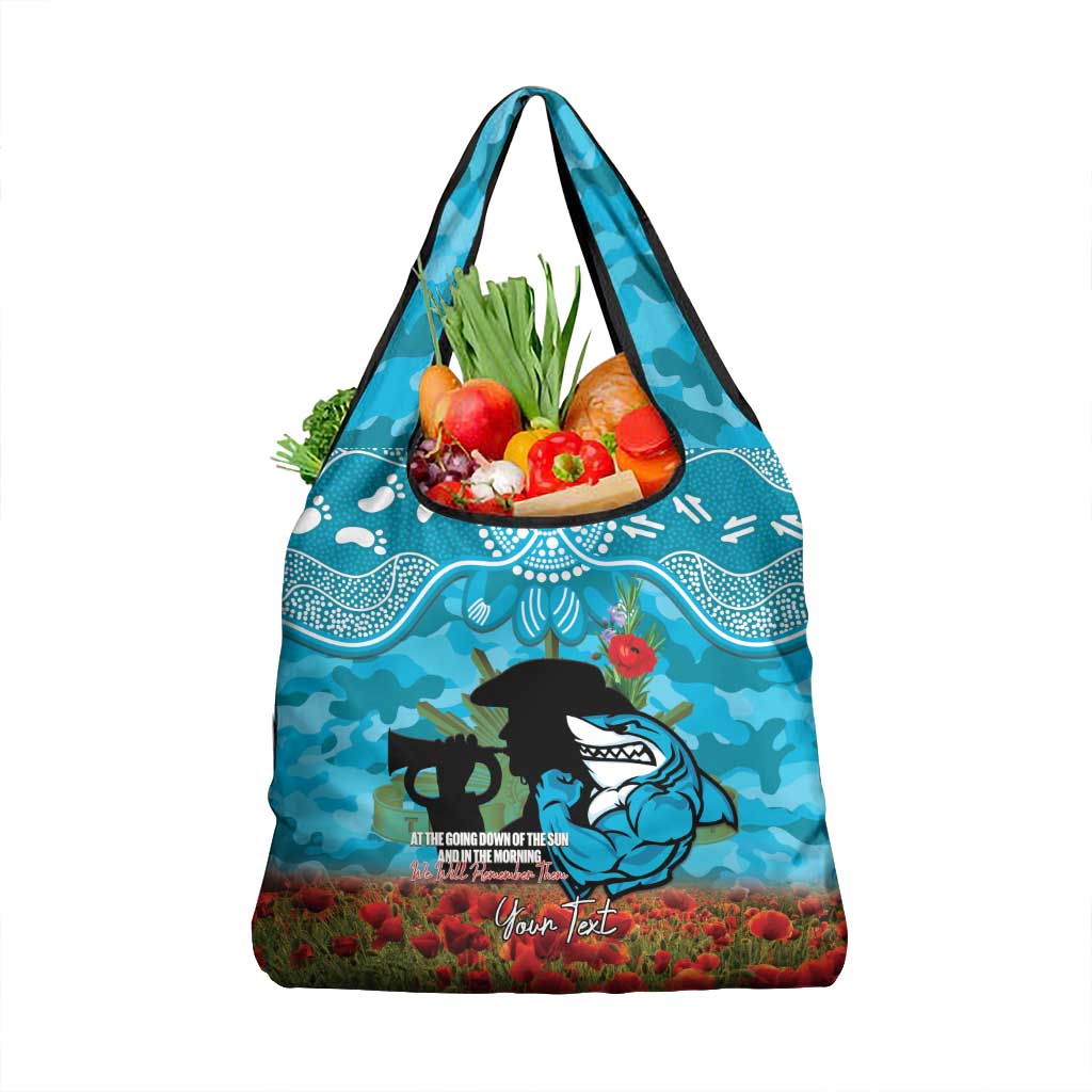 Personalised Sharks Rugby ANZAC Day Grocery Bag Last Post Poppy We Will Remember Them