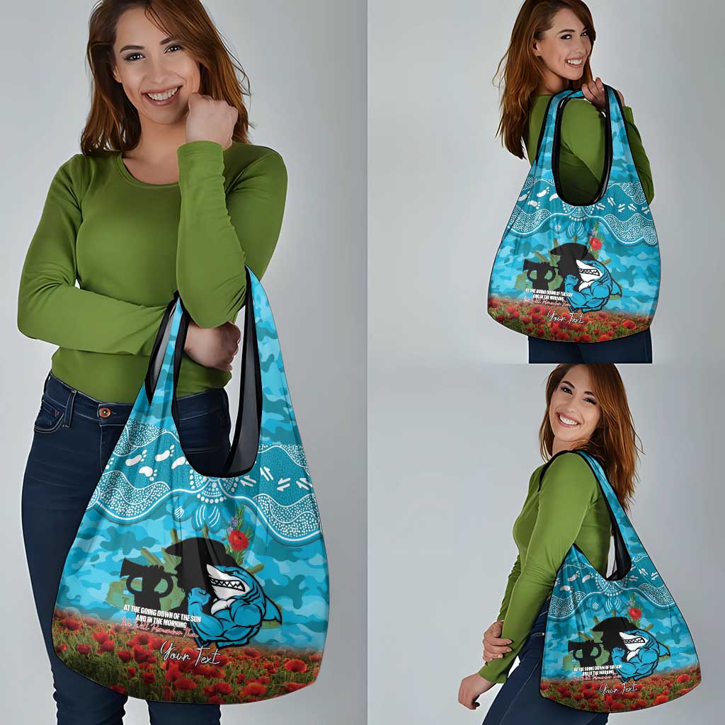 Personalised Sharks Rugby ANZAC Day Grocery Bag Last Post Poppy We Will Remember Them