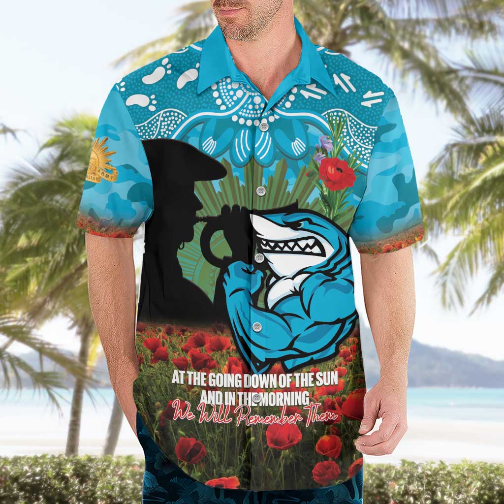 Personalised Sharks Rugby ANZAC Day Hawaiian Shirt Last Post Poppy We Will Remember Them