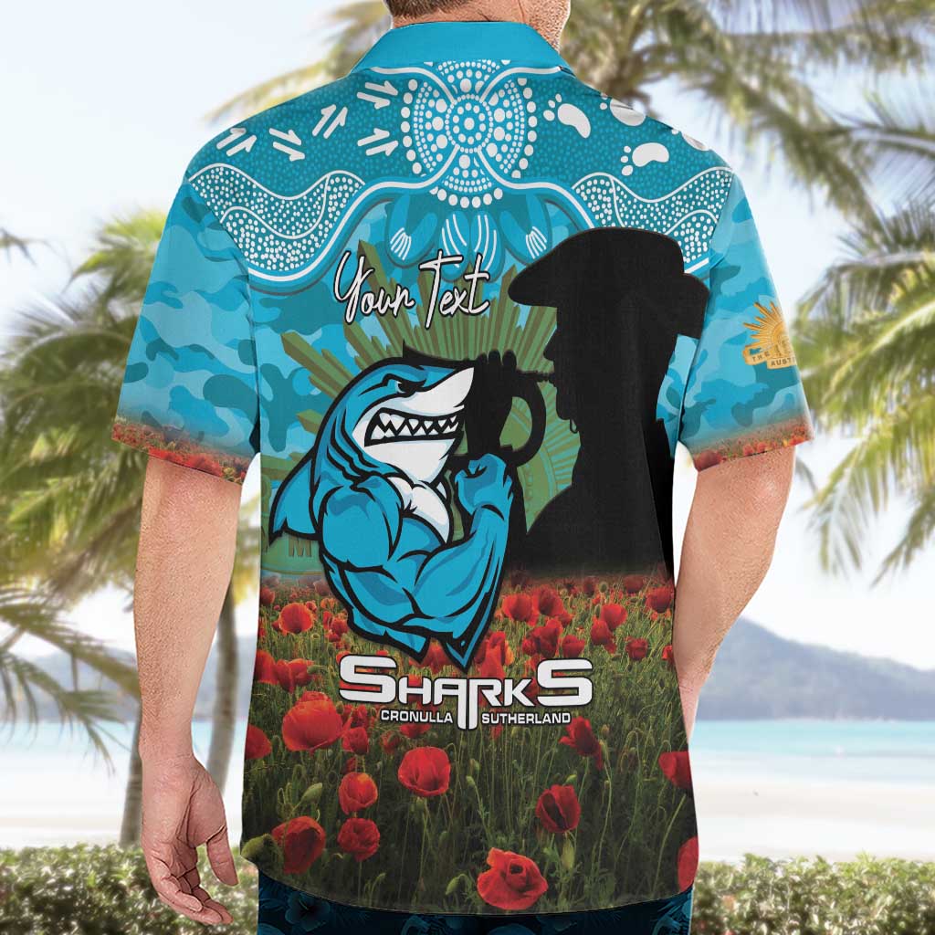 Personalised Sharks Rugby ANZAC Day Hawaiian Shirt Last Post Poppy We Will Remember Them
