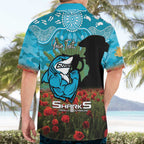 Personalised Sharks Rugby ANZAC Day Hawaiian Shirt Last Post Poppy We Will Remember Them