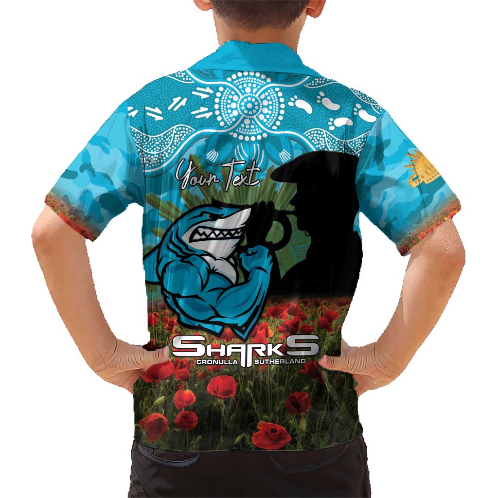 Personalised Sharks Rugby ANZAC Day Hawaiian Shirt Last Post Poppy We Will Remember Them