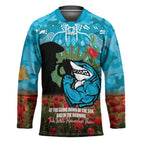 Personalised Sharks Rugby ANZAC Day Hockey Jersey Last Post Poppy We Will Remember Them