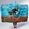 Personalised Sharks Rugby ANZAC Day Hooded Blanket Last Post Poppy We Will Remember Them