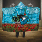 Personalised Sharks Rugby ANZAC Day Hooded Blanket Last Post Poppy We Will Remember Them