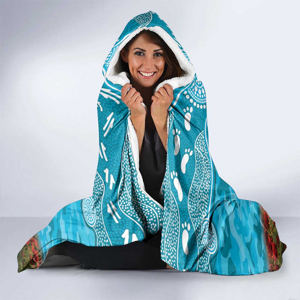 Personalised Sharks Rugby ANZAC Day Hooded Blanket Last Post Poppy We Will Remember Them