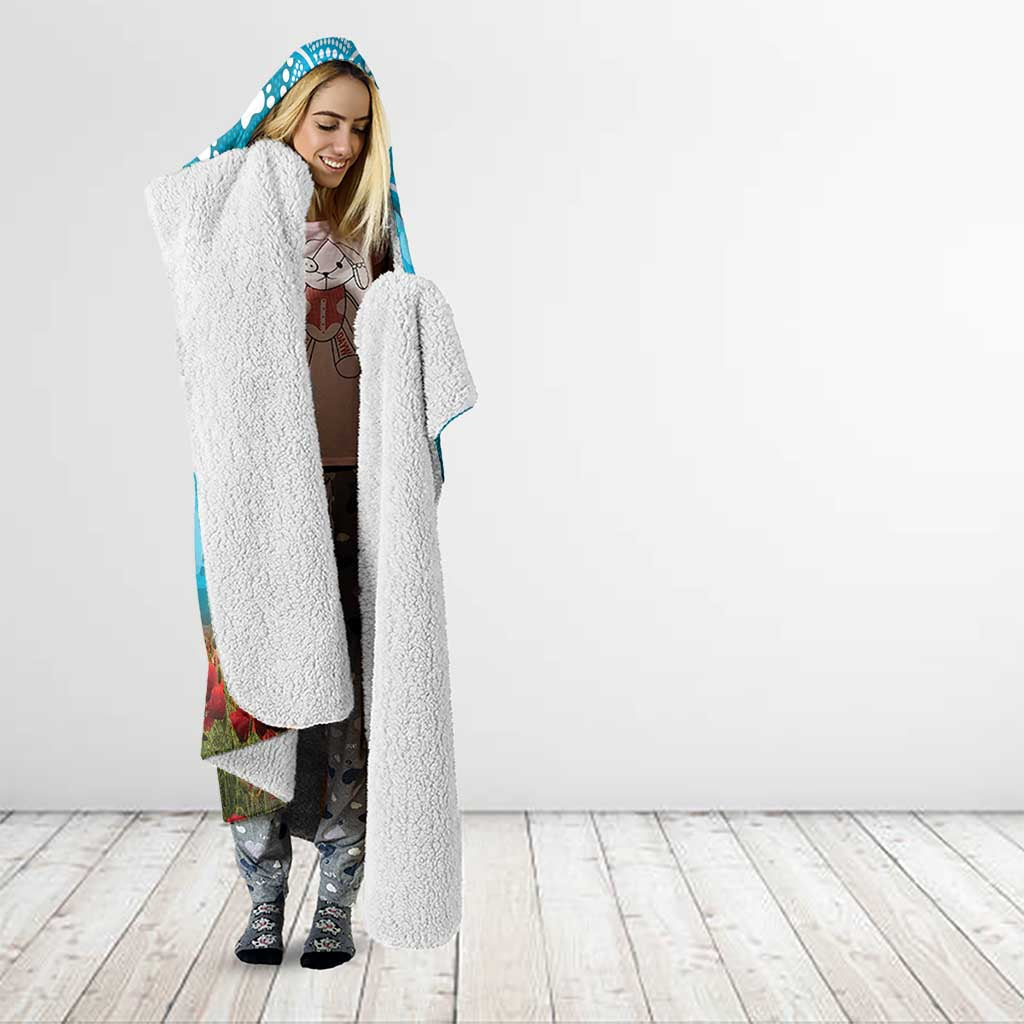 Personalised Sharks Rugby ANZAC Day Hooded Blanket Last Post Poppy We Will Remember Them