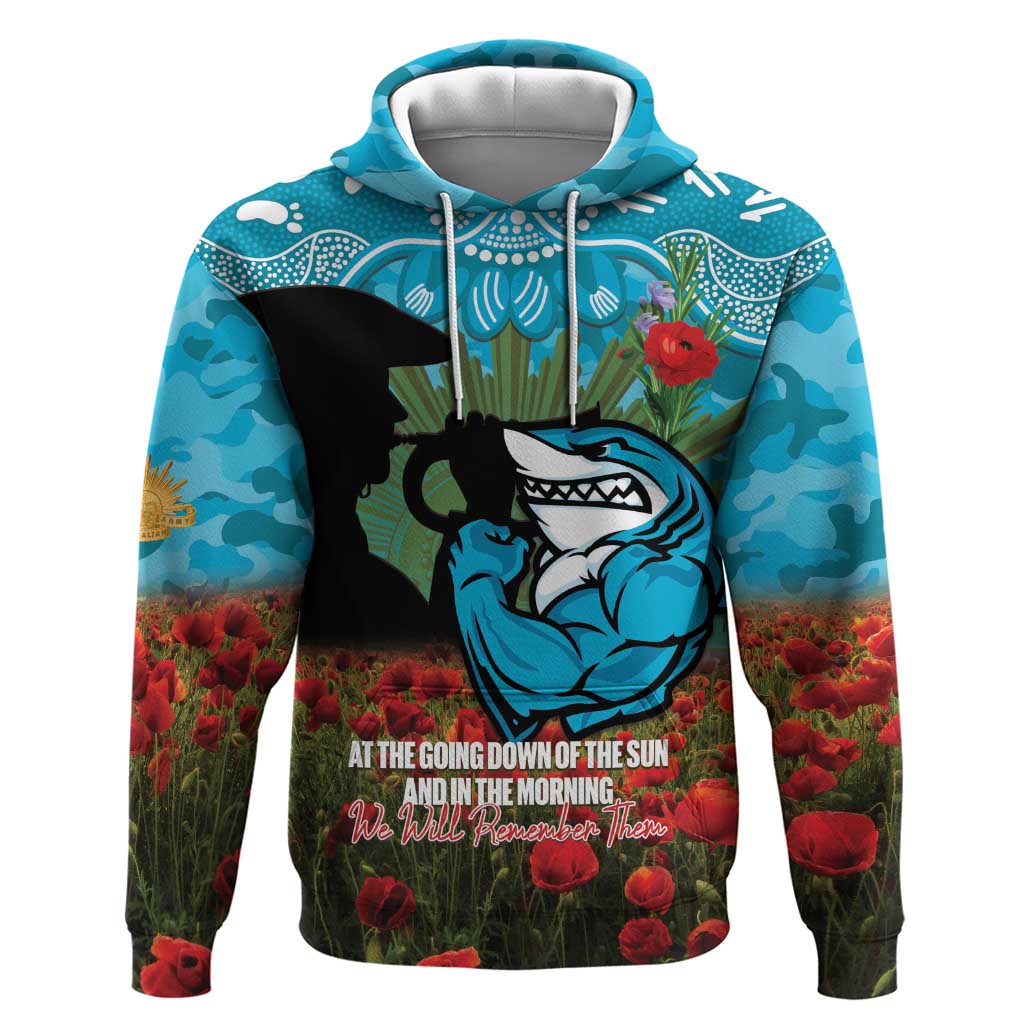 Personalised Sharks Rugby ANZAC Day Hoodie Last Post Poppy We Will Remember Them