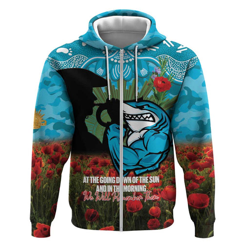 Personalised Sharks Rugby ANZAC Day Hoodie Last Post Poppy We Will Remember Them