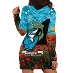 Personalised Sharks Rugby ANZAC Day Hoodie Dress Last Post Poppy We Will Remember Them