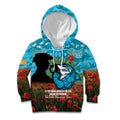 Personalised Sharks Rugby ANZAC Day Kid Hoodie Last Post Poppy We Will Remember Them