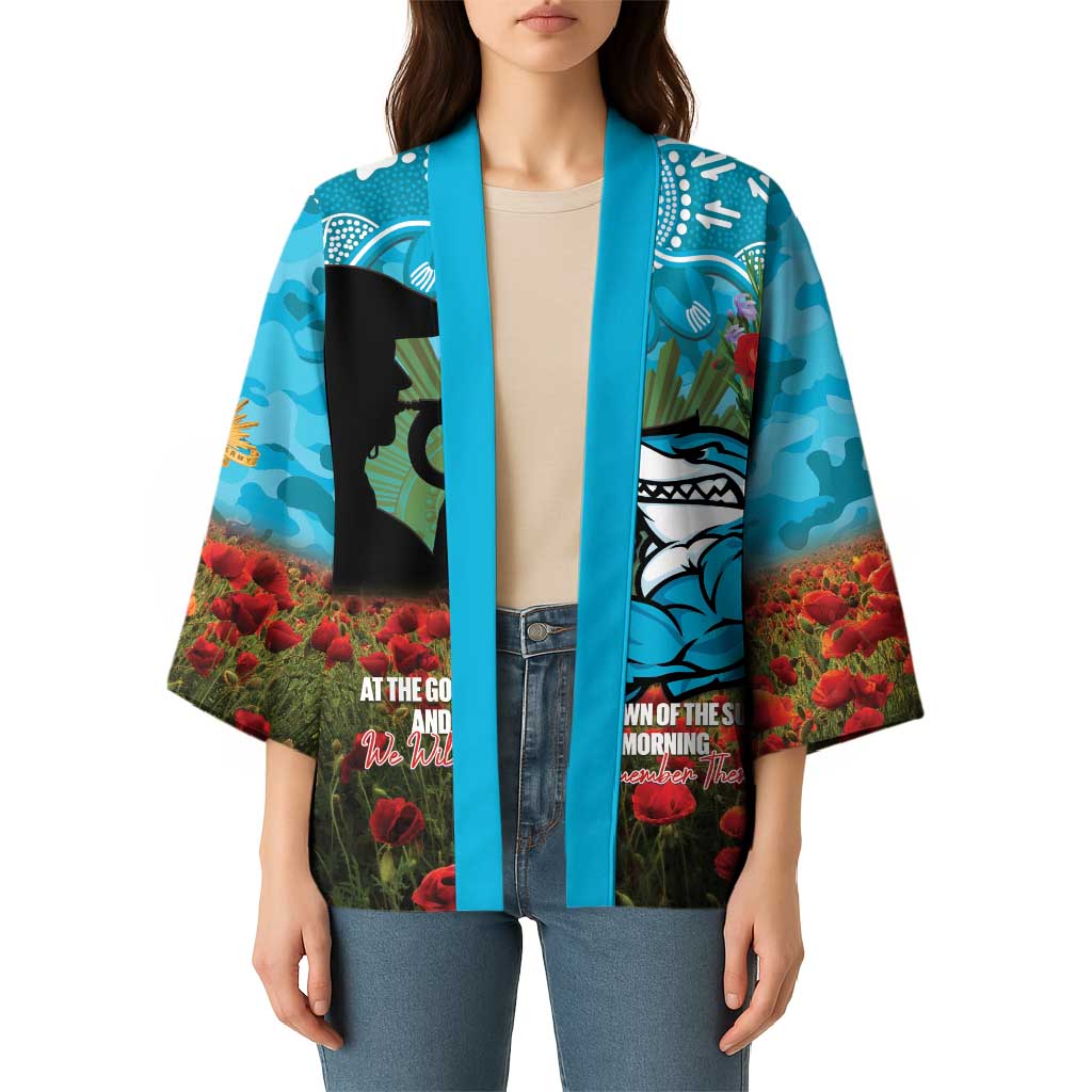 Personalised Sharks Rugby ANZAC Day Kimono Last Post Poppy We Will Remember Them