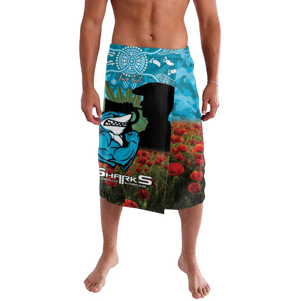 Personalised Sharks Rugby ANZAC Day Lavalava Last Post Poppy We Will Remember Them