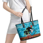 Personalised Sharks Rugby ANZAC Day Leather Tote Bag Last Post Poppy We Will Remember Them