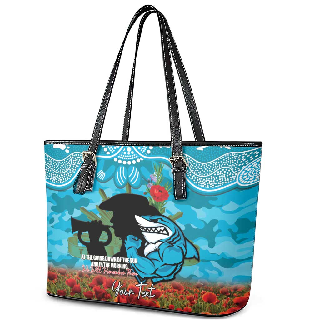 Personalised Sharks Rugby ANZAC Day Leather Tote Bag Last Post Poppy We Will Remember Them